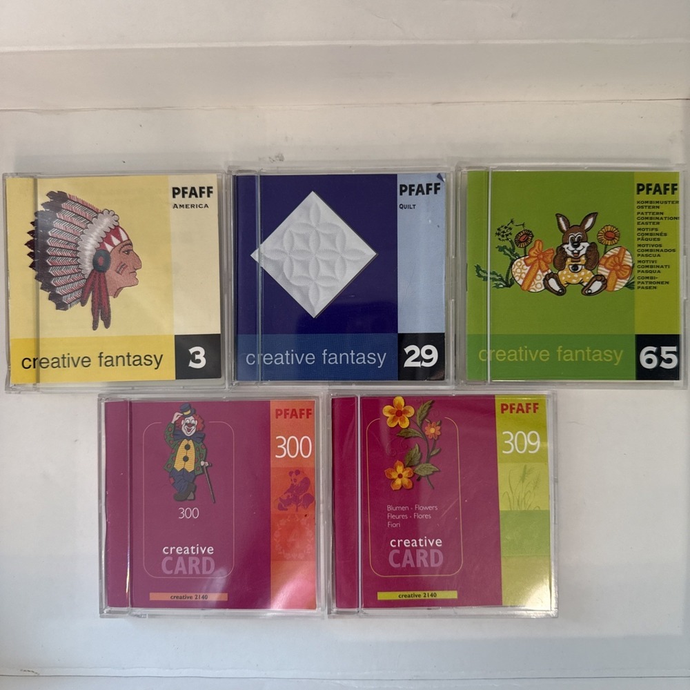 Lot of 5 Pfaff Creative Fantasy And Creative Card #3, 29, 65, 300 And 309